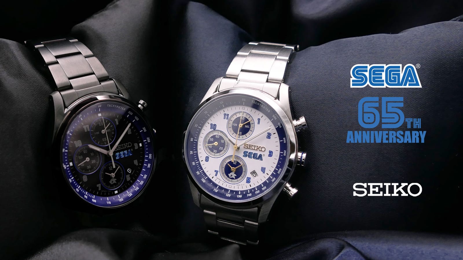 Black and Silver 65th anniversary watches from Seiko and Sega