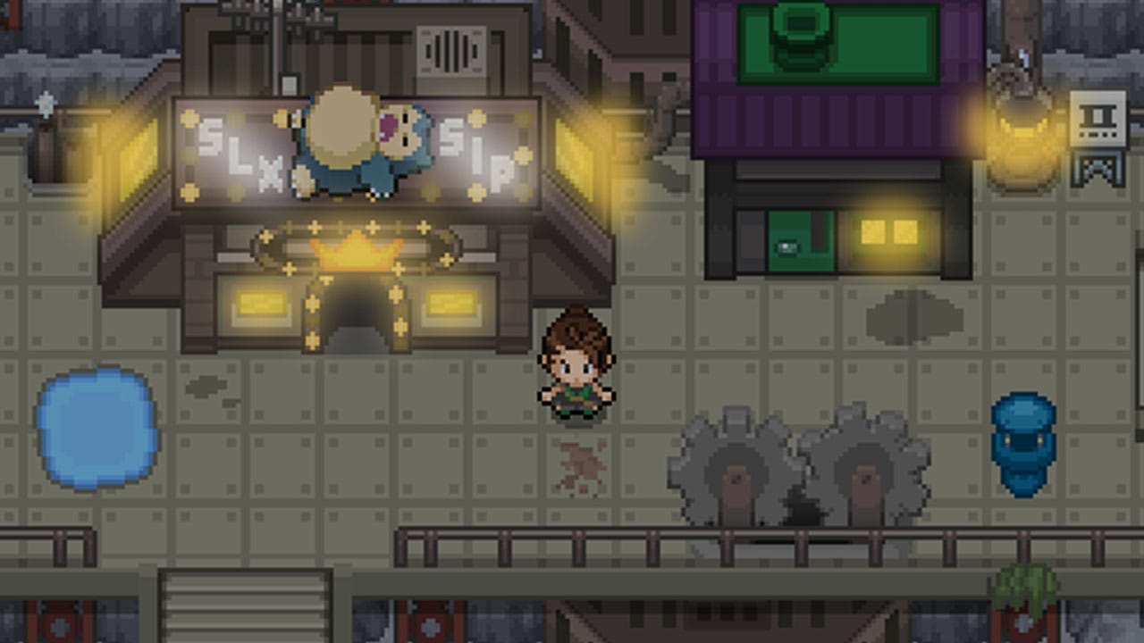 Female character standing by a sleeping Snorlax in Pokémon Dark Horizons