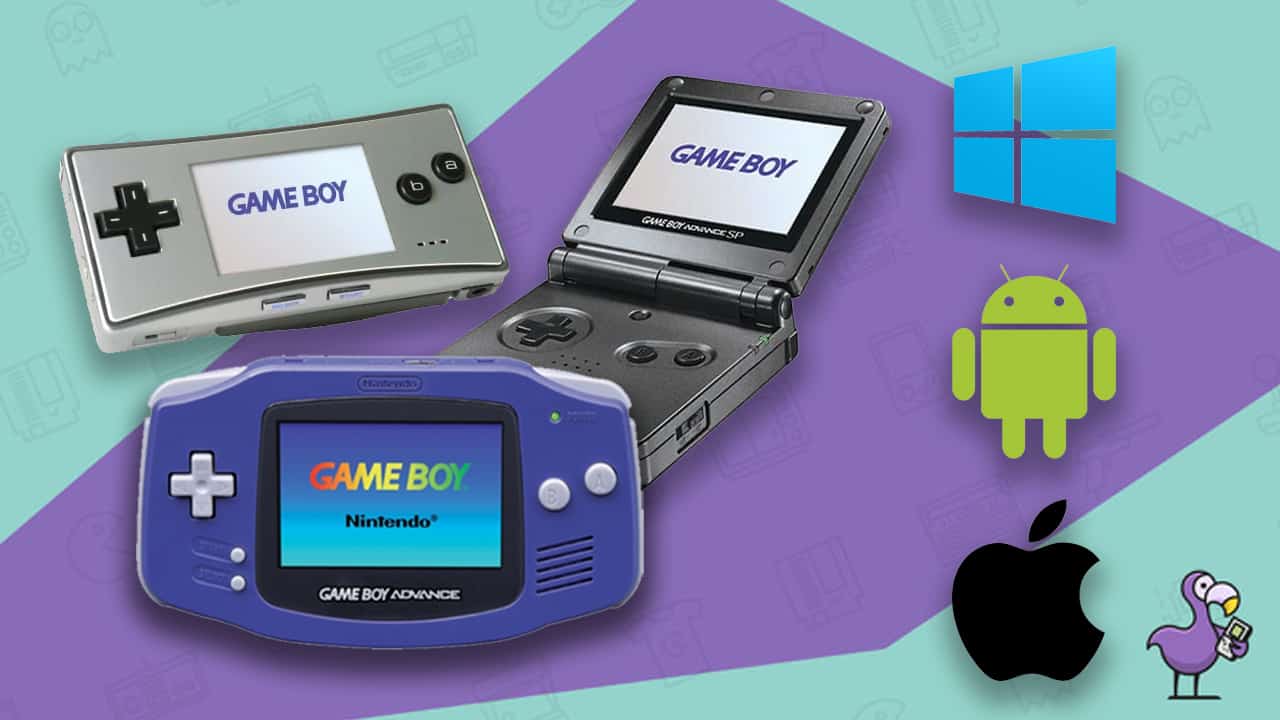 3 GBA consoles and operating system logos