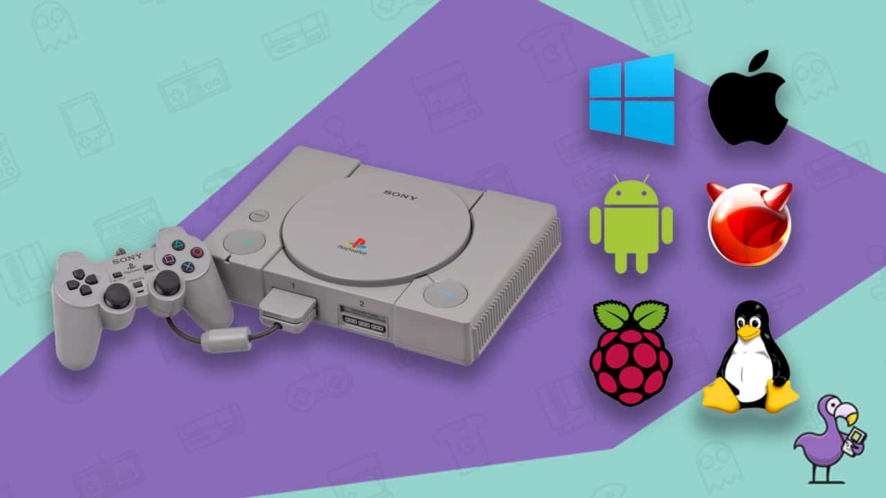 A PS1 with operating systems next to it