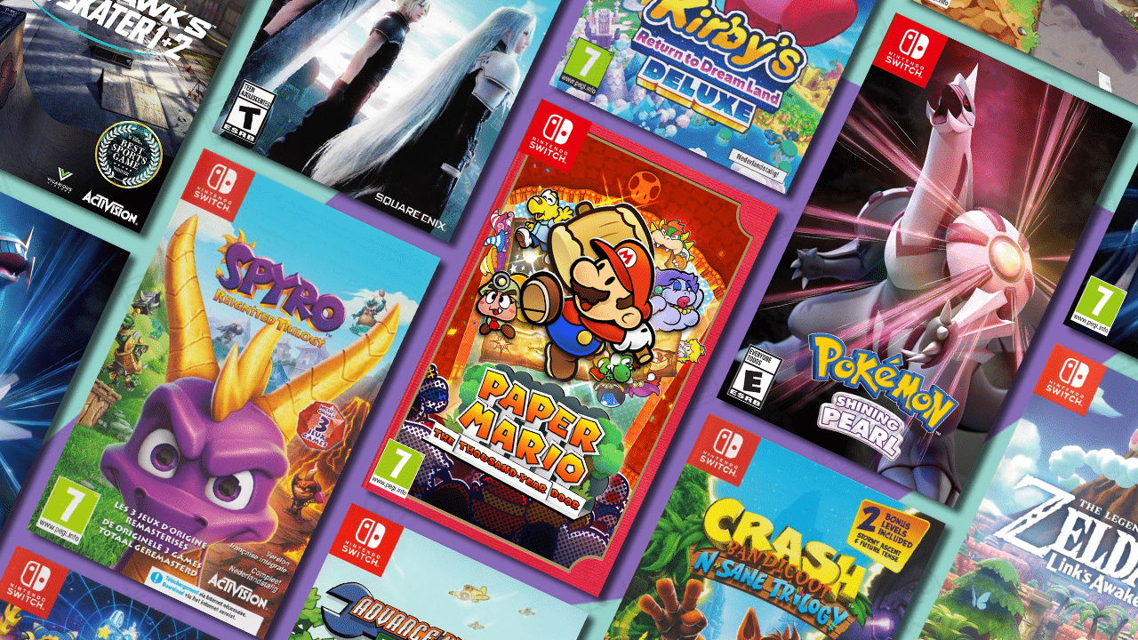 Images of Nintendo Switch games on the Retro Dodo background