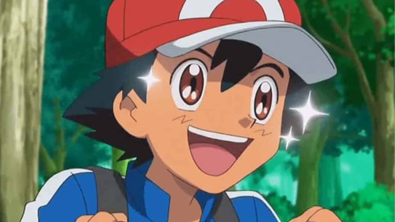 Ash Ketchum looking happy