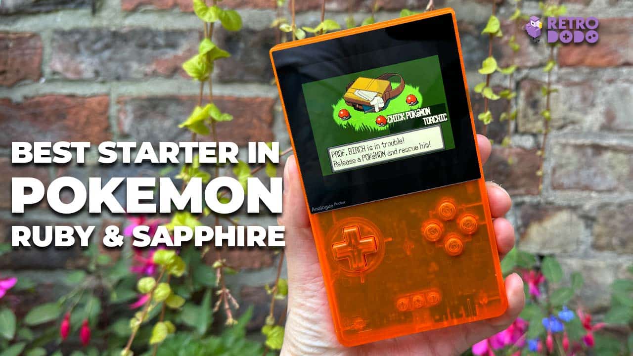 Pokemon starters in Pokemon Sapphire on Seb's Analogue Pocket