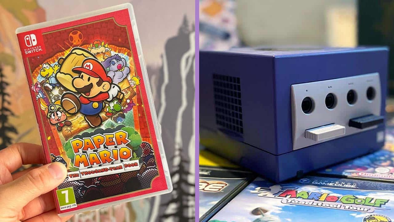 paper mario switch case (left) and GameCube (right)