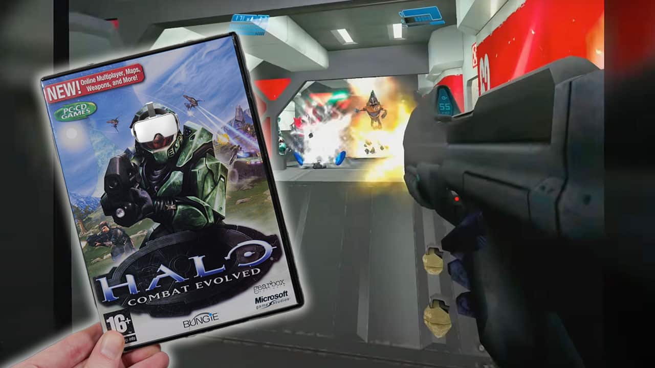 Halo Combat Evolved VR gameplay with a PC case for the game