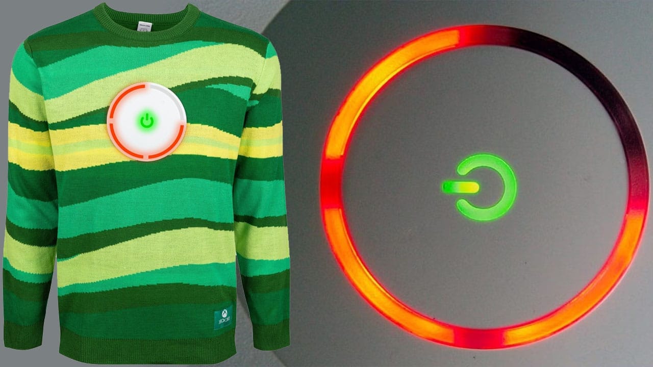 Xbox 360 Red Ring Of Death Christmas Sweater with the fault symbol on the right