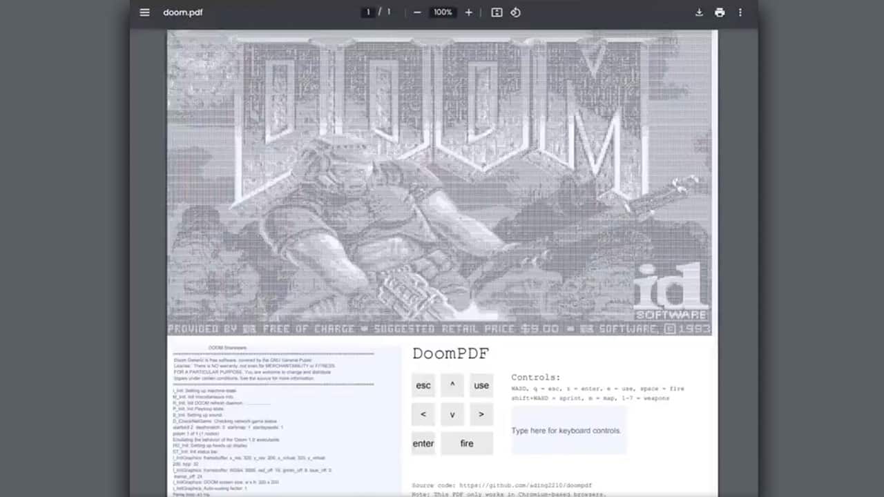 Doom running within a PDF file