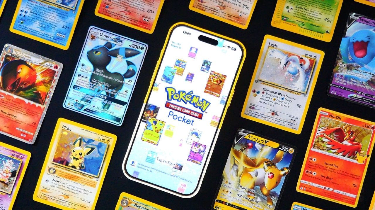 Pokémon Pocket with Johto Cards around it