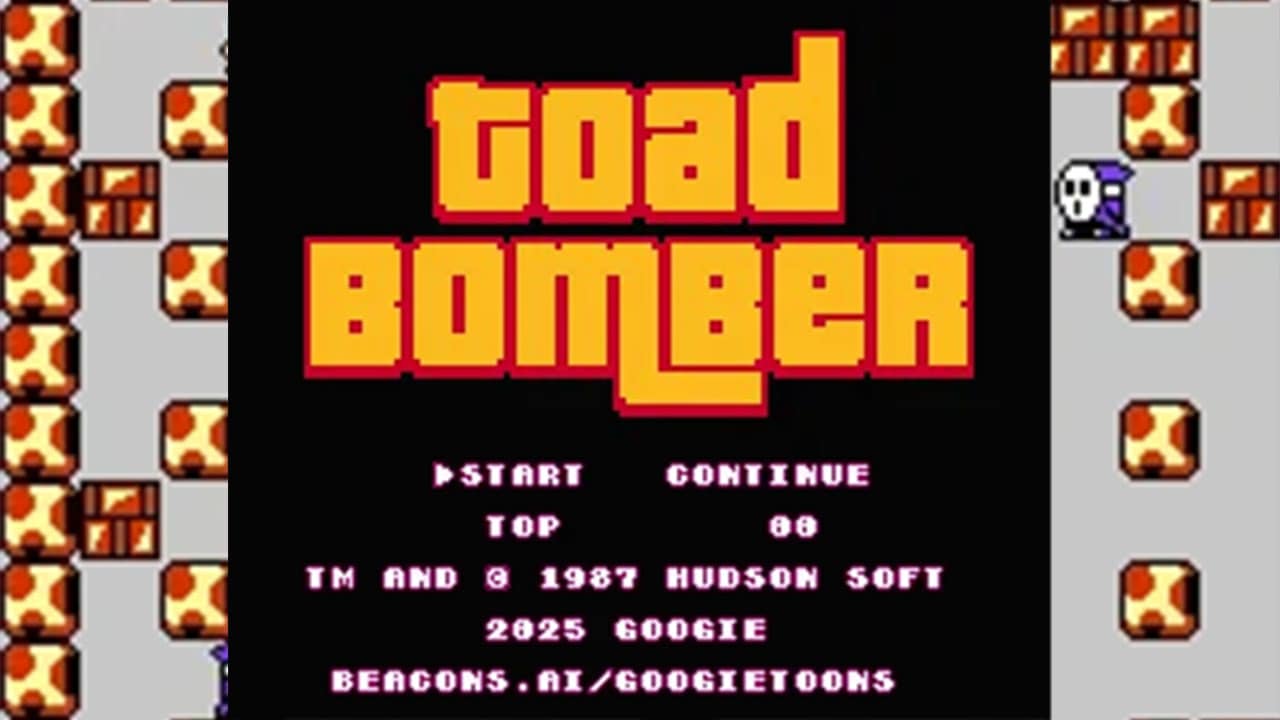 Toad Bomber logo and gameplay