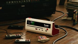 A power strip that has the same colours and design style as the original Famicom