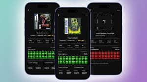 Three phones showing Epilogue Retace