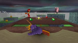 Spyro sleeping on the ground in a new level