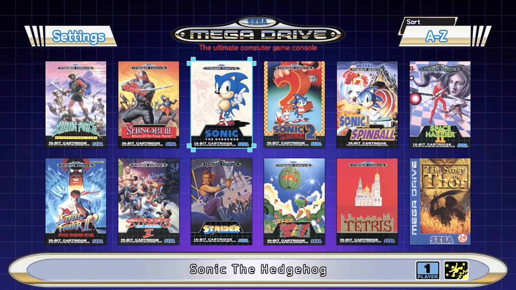 sega mega drive mini menu