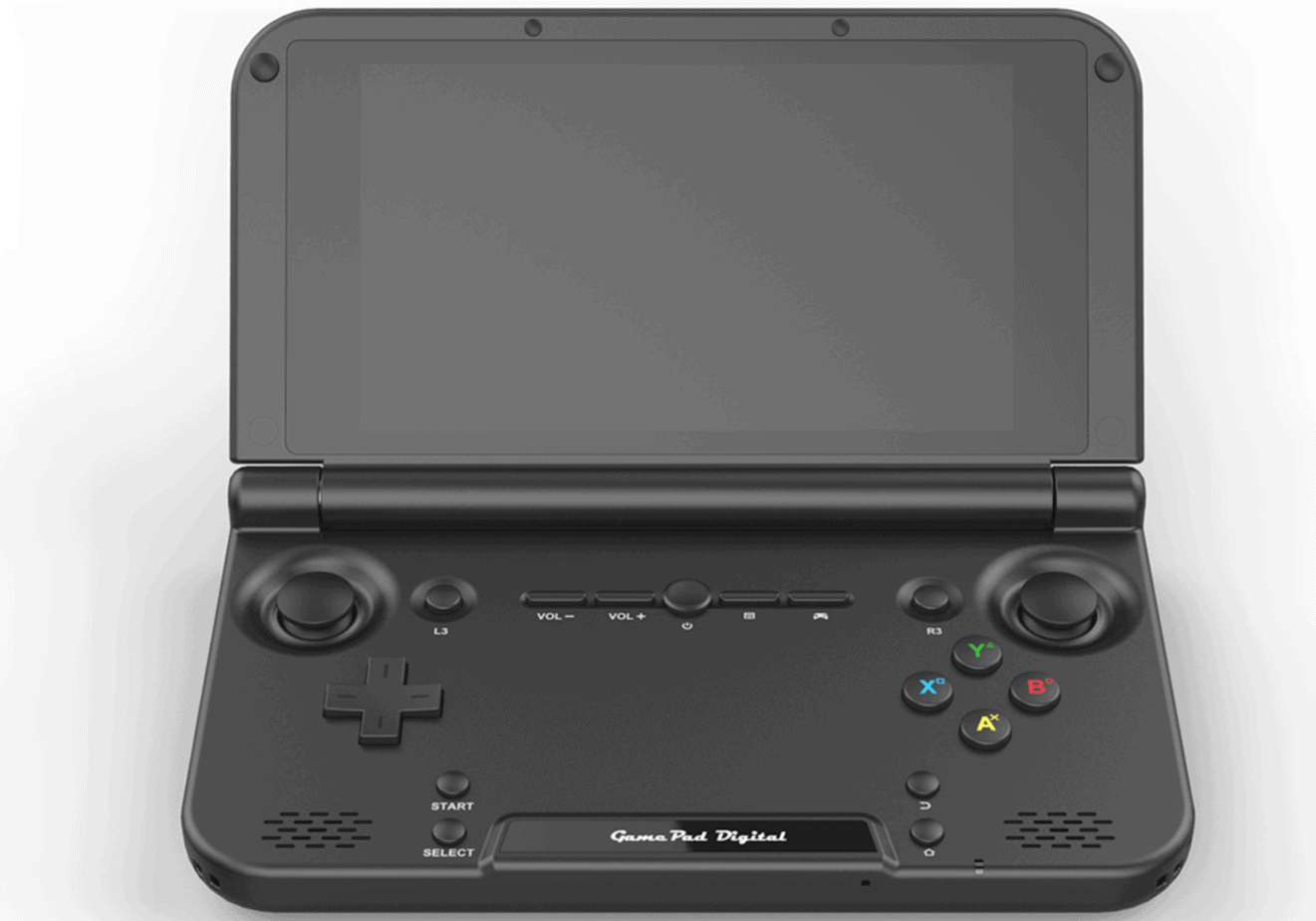 A black GPD XD Plus showing screen size and button difference to the proposed XD 2