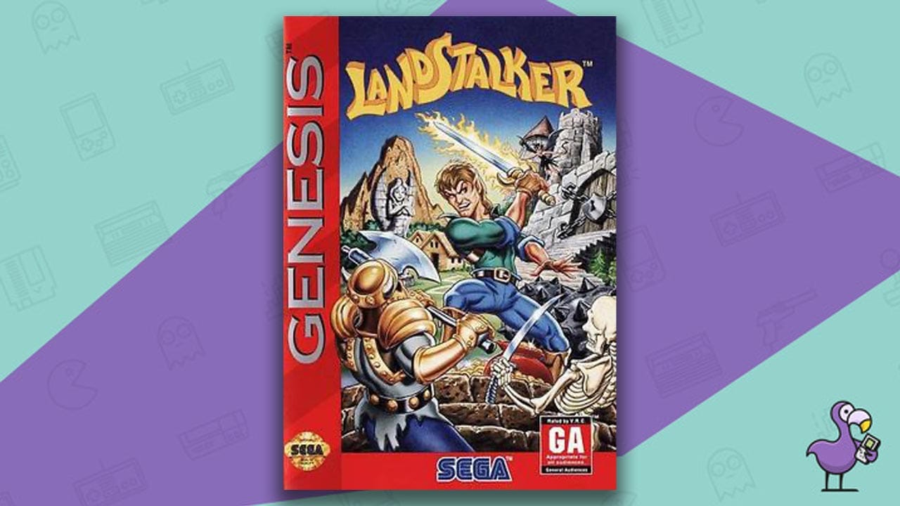 Landstalker game case cover art for the Sega Genesis