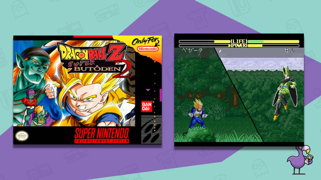 dragon ball z best snes fighting games box and still of the gameplay