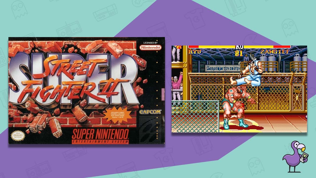 street fighter 2 snes game case and gameplay