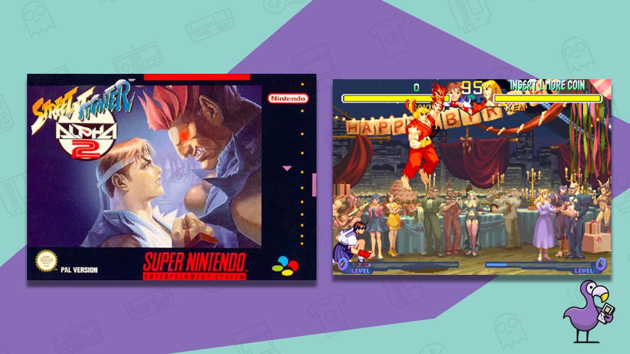 street fighter alpha 2 SNES gameplay and game box