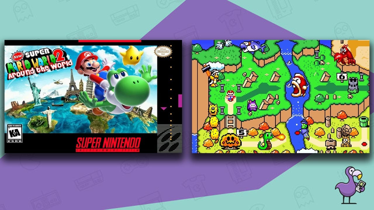 New Super Mario World 2 Around The World custom ROM game case and gameplay 