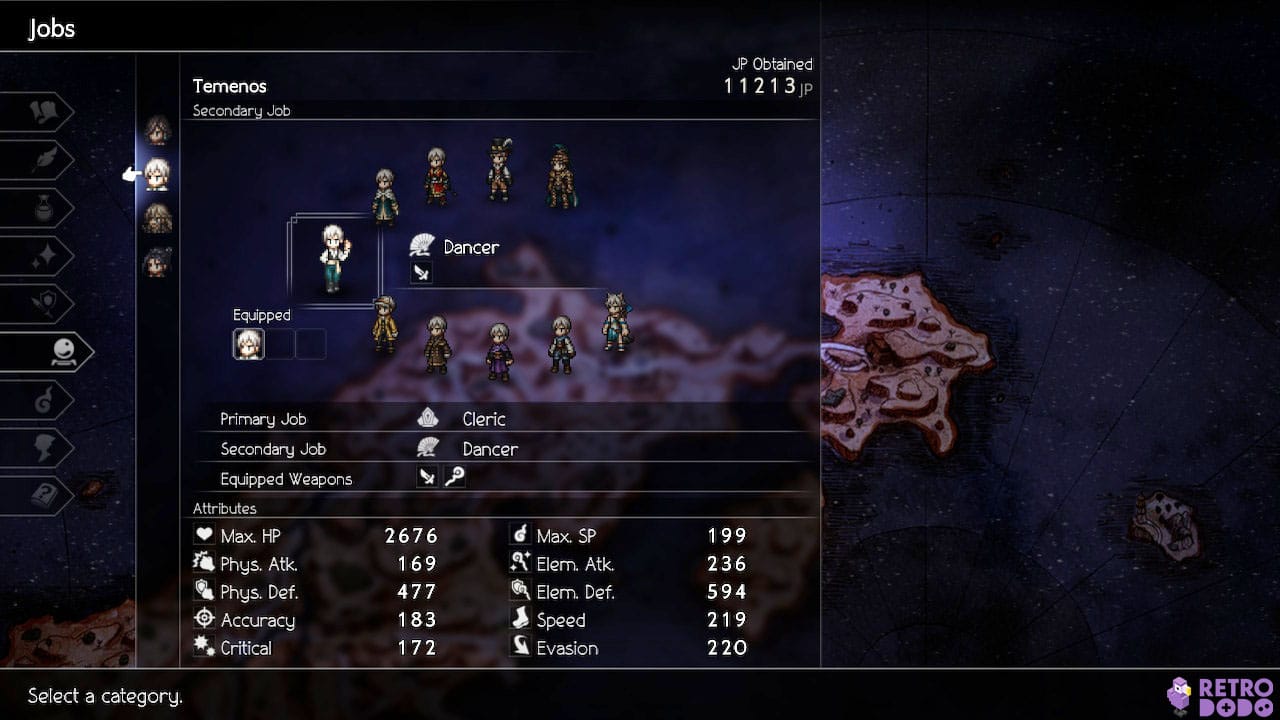 best job combinations in Octopath Traveler II - Temenos