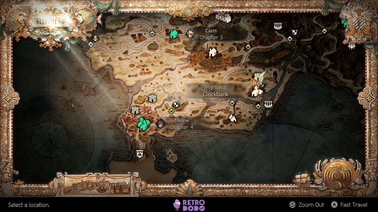 secondary job locations in Octopath Traveler II - Thief