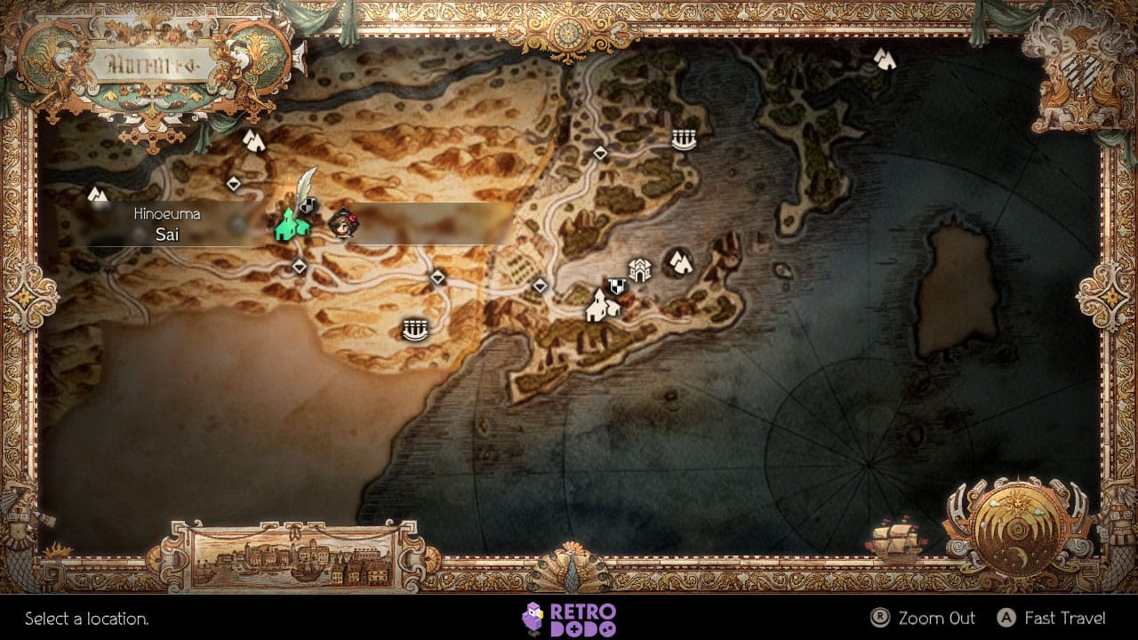 secondary job locations in Octopath Traveler II - warrior