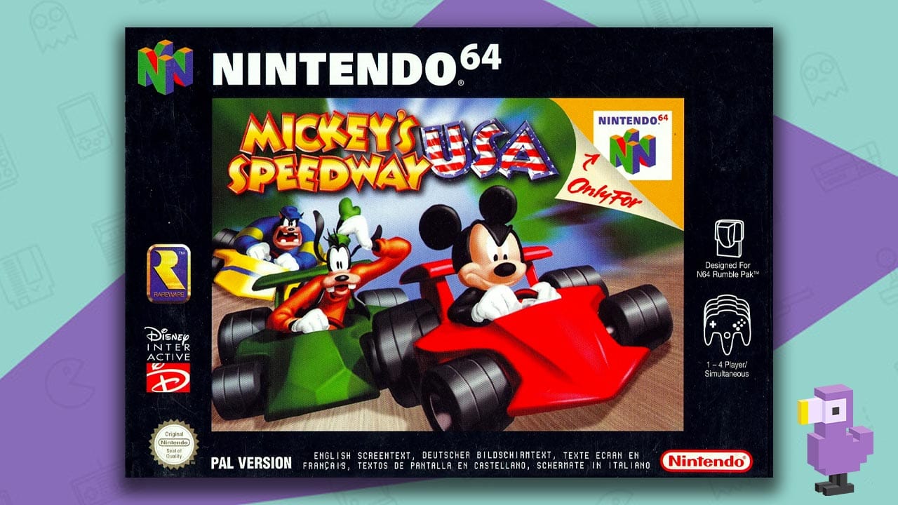 Mickey's Speedway USA N64 box