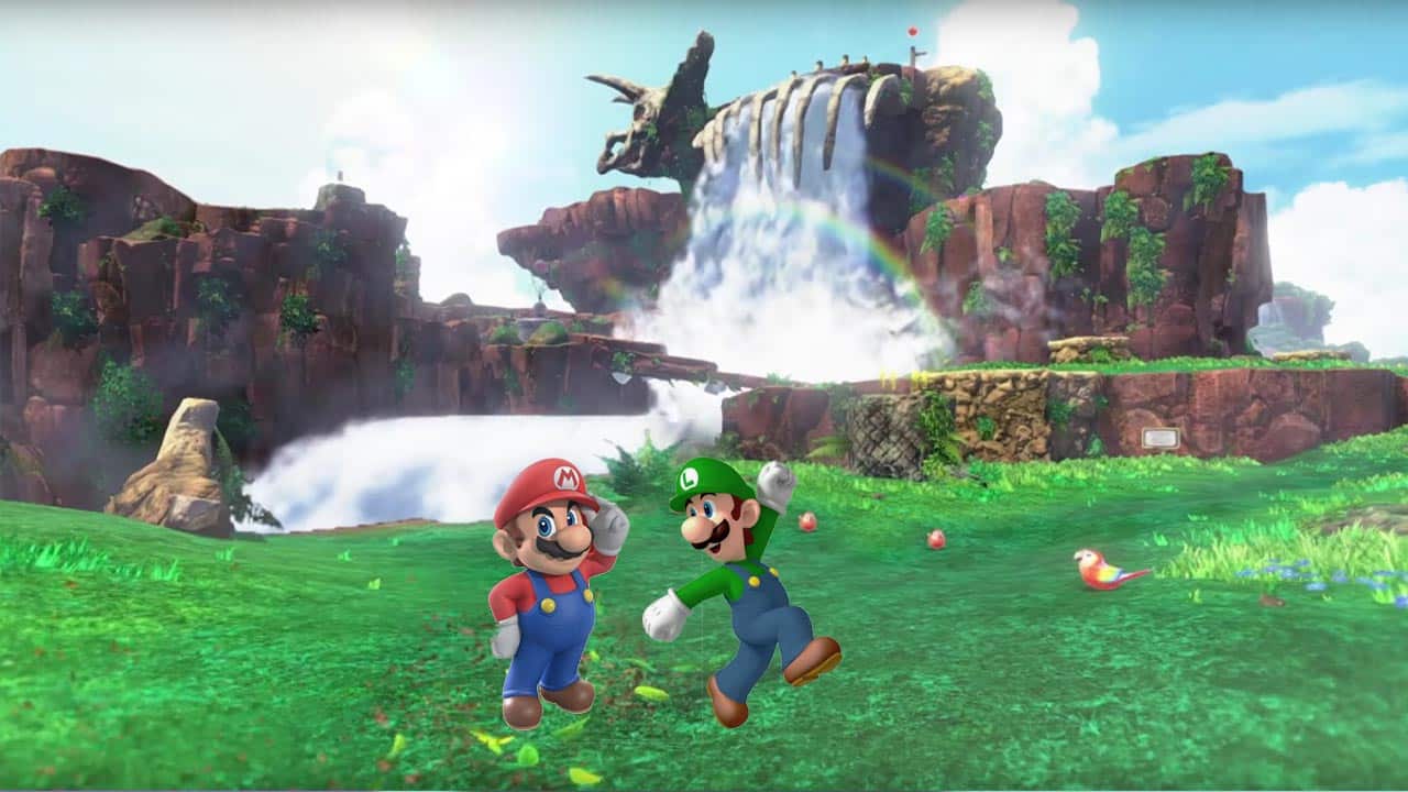 Mario & Luigi moving around a forest world