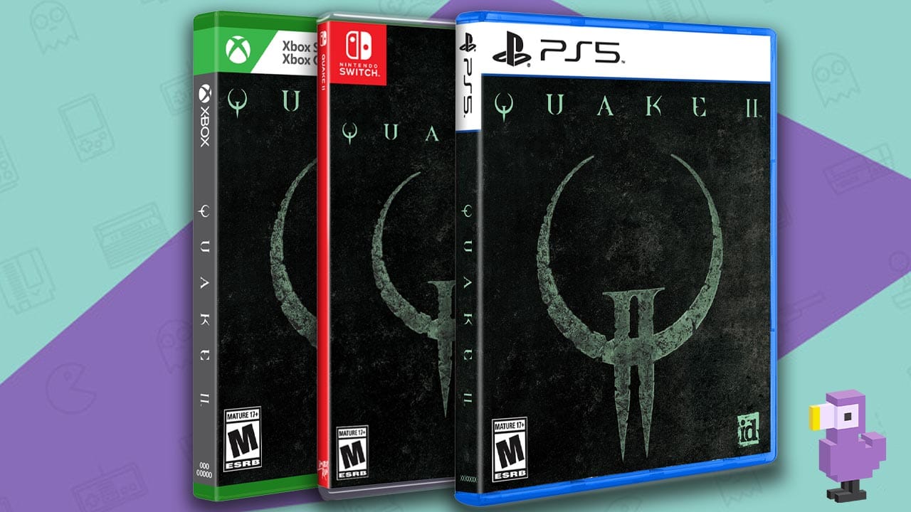  Quake 2 remastered game boxes for Xbox One, Nintendo Switch, and the PS5