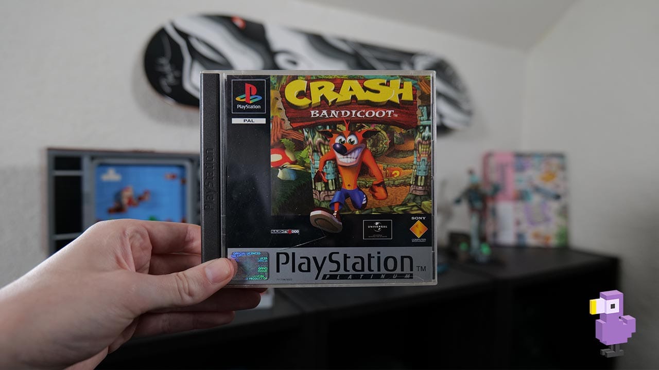 Crash Bandicoot game case ps1 in Rob's hand