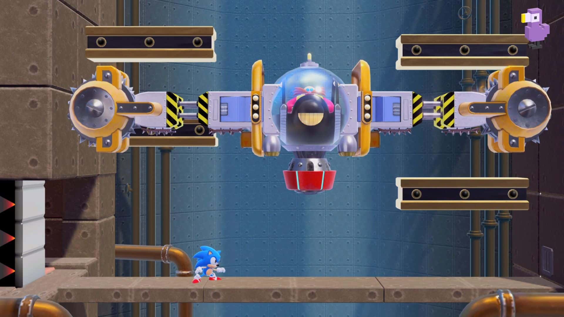 SONIC FACES ROBOTNIK IN HIS MACHINE