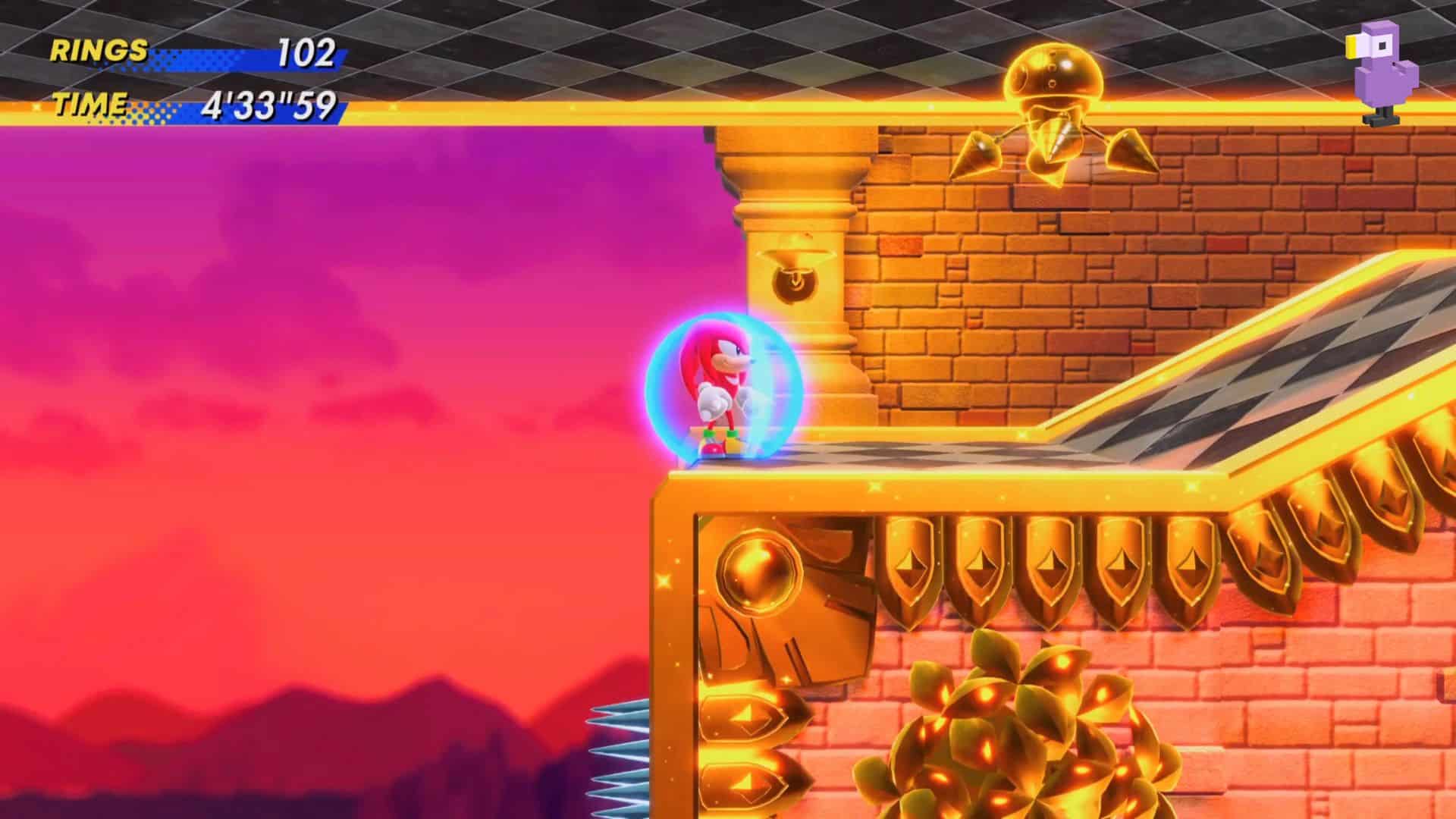 SONIC SUPERSTAR GOLD ENEMY FLOATING AROUND A GOLDEN PLATFORM - how to find all Gold Enemies in Sonic Superstars