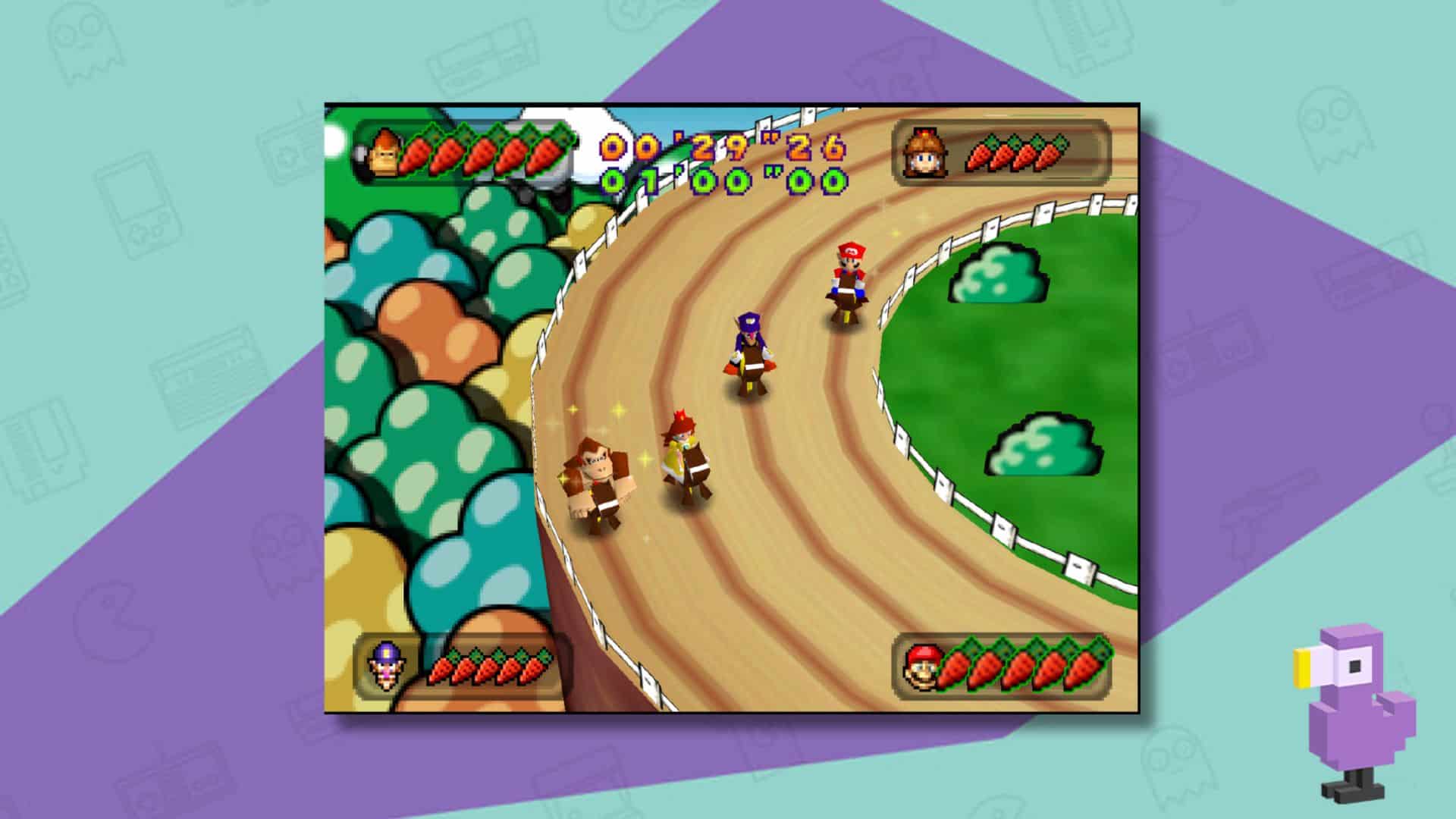 Mario Party 3 screenshot showing characters racing horses around a track