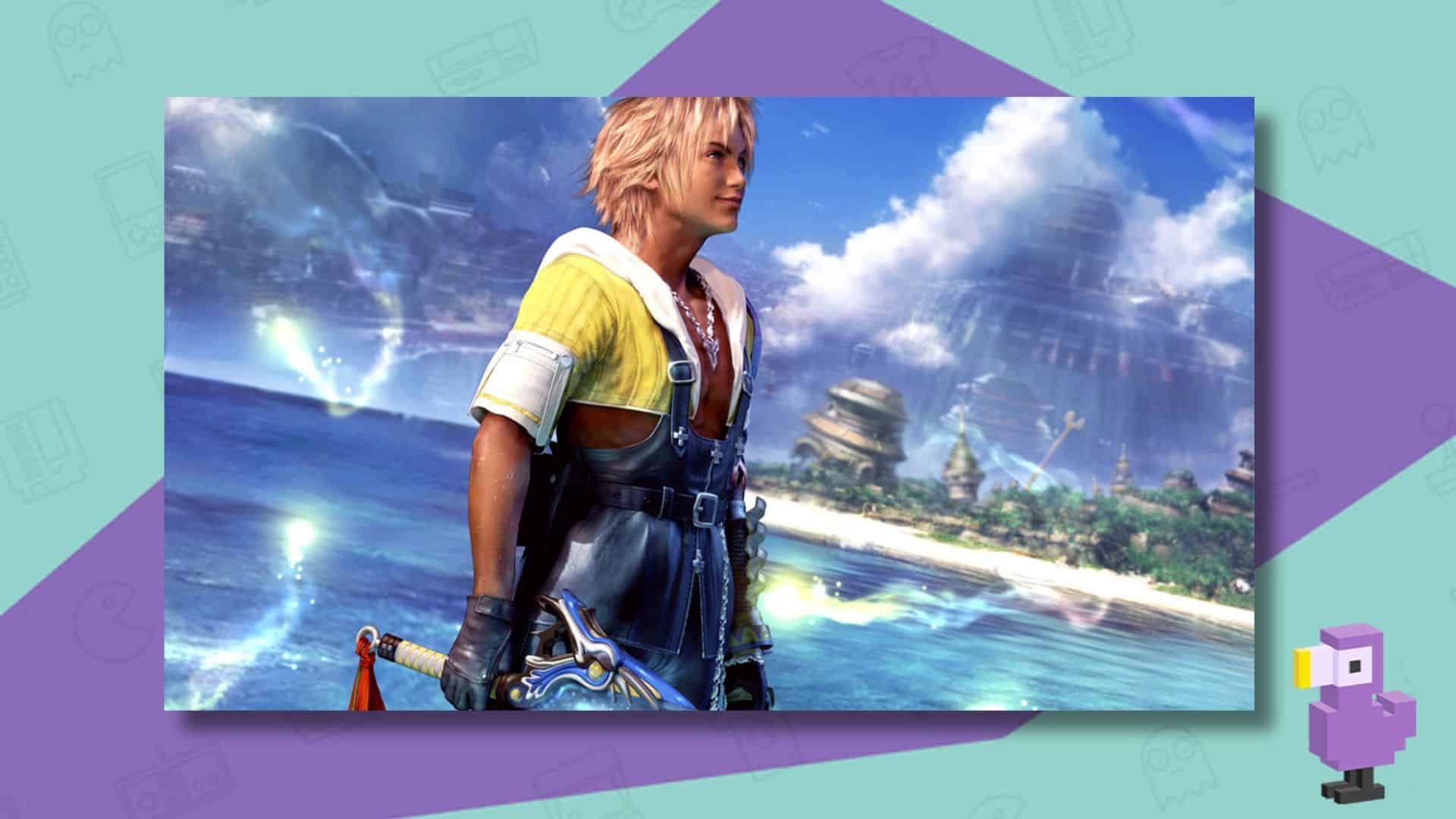 FINAL FANTASY X PROTAGONIST TIDUS STANDING IN THE OCEAN