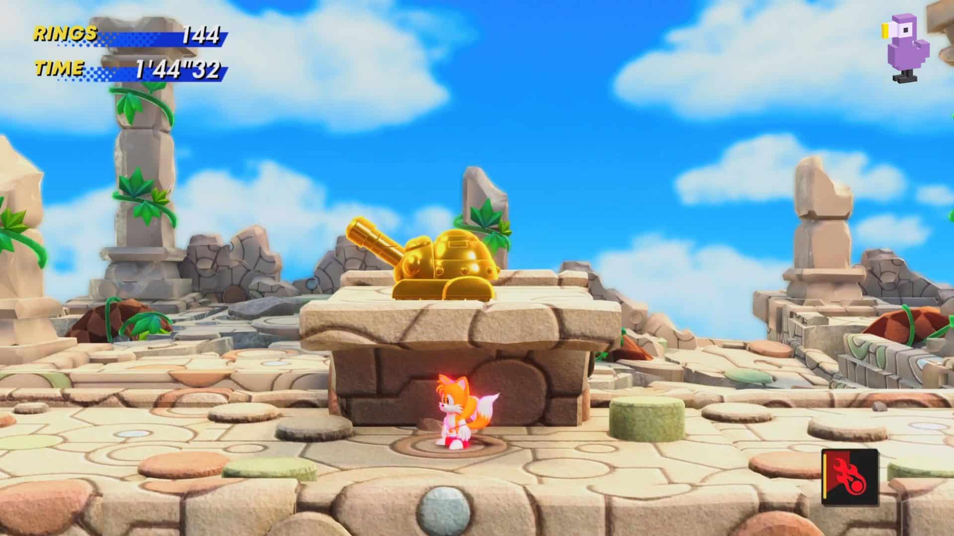 SONIC SUPERSTAR GOLD ENEMY TANK ON STONE PLATFORM - how to find all Gold Enemies in Sonic Superstars