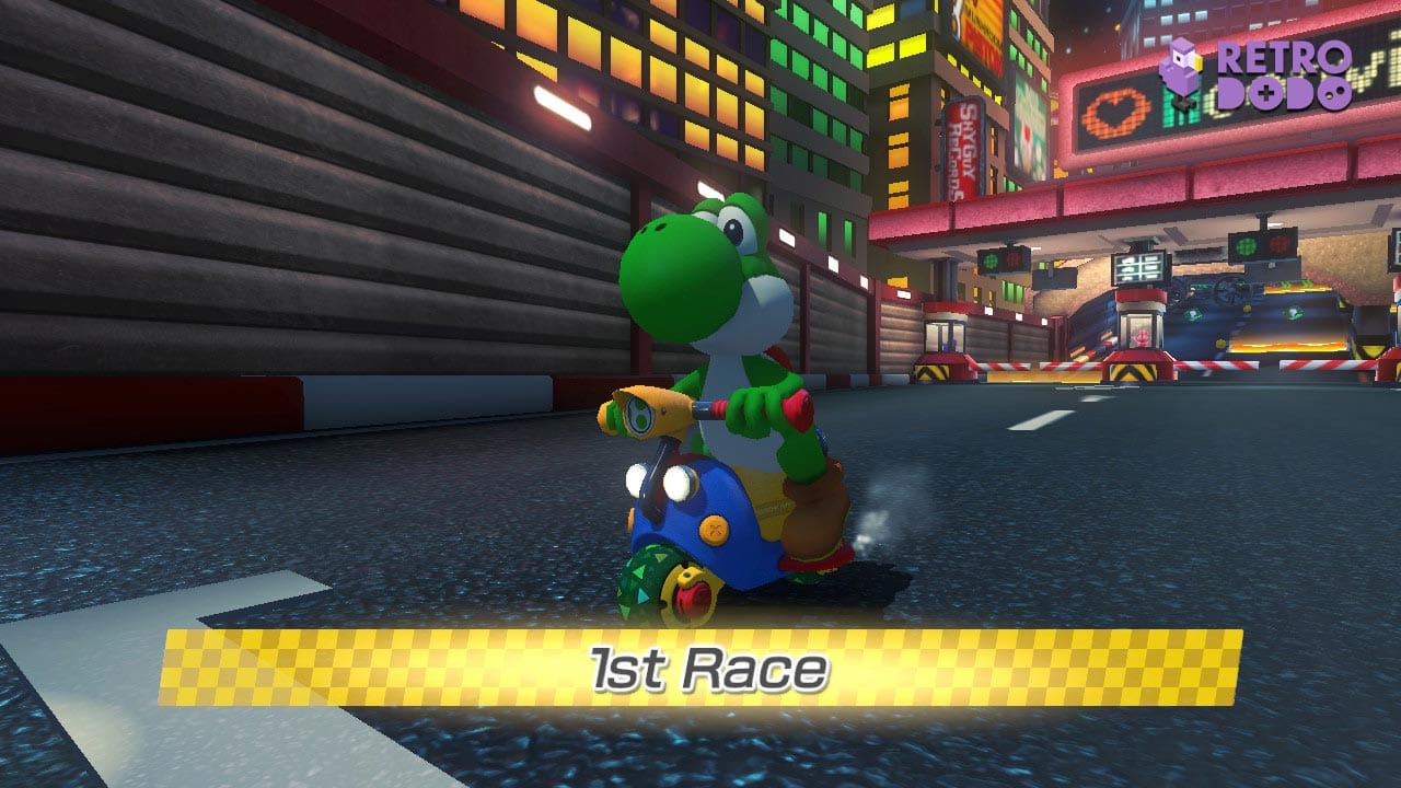 best mario kart 8 setups - Yoshi, Mr Scooty, Leaf Wheels, Super Glider