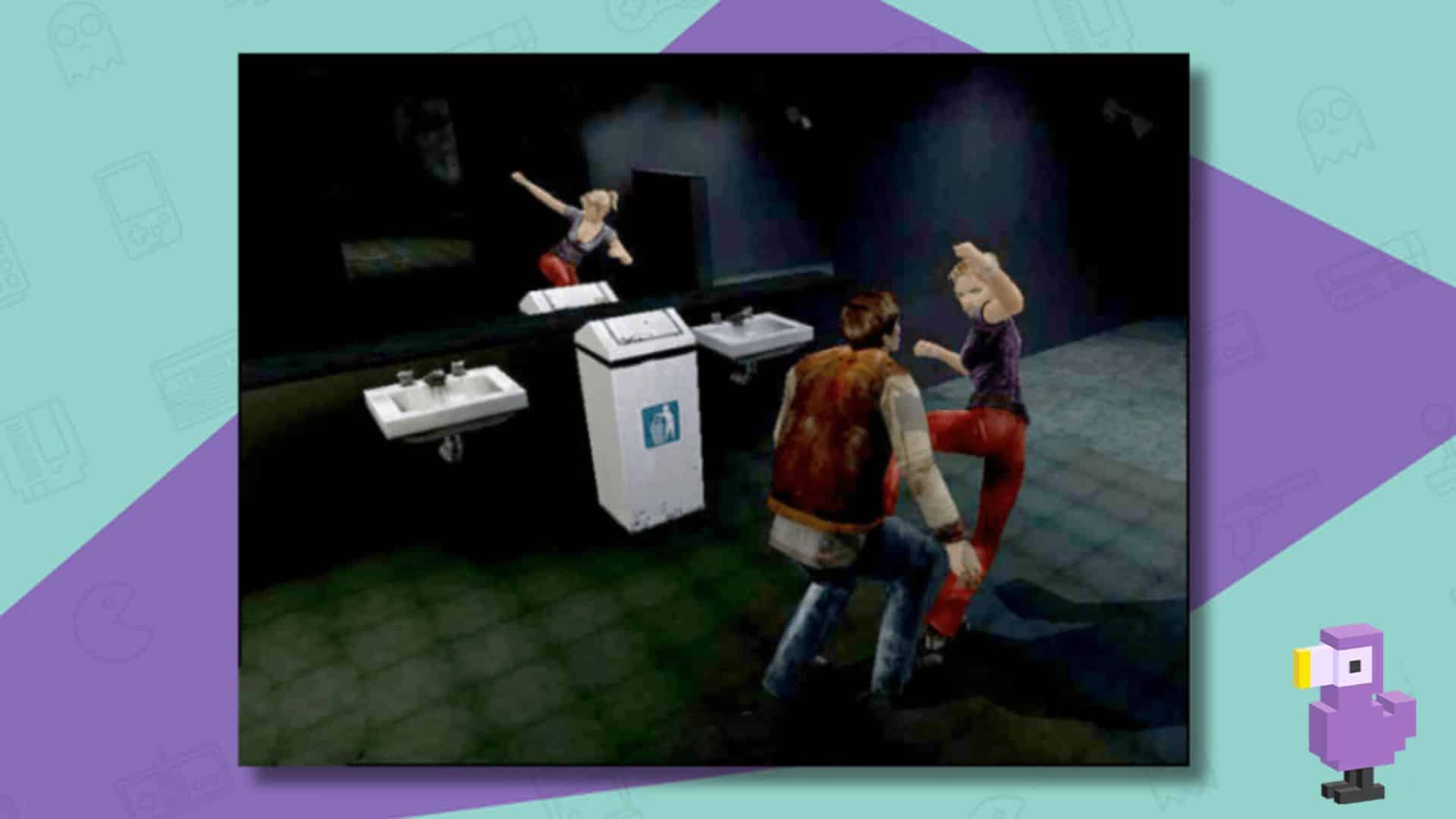 Buffy the Vampire Slayer gameplay shot, with Buffy kicking an enemy