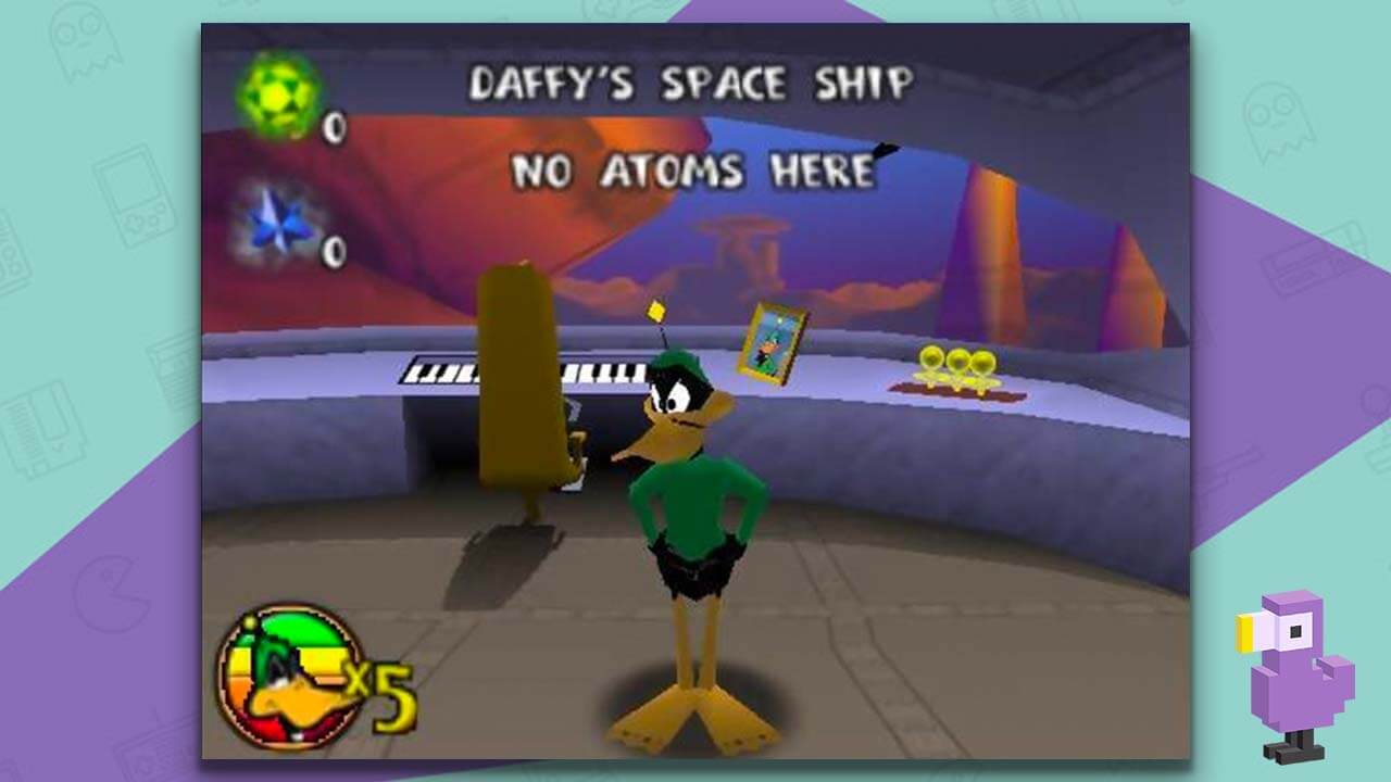 Daffy Duck in his space ship - Duck Dodgers Starring Daffy Duck gameplay