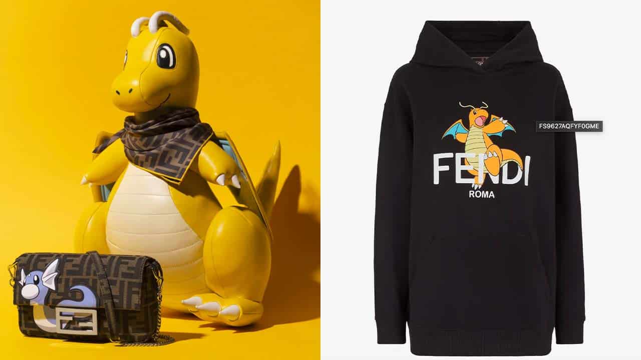 pokèmon fendi collaboration - Dragonite hoody and dratini bag