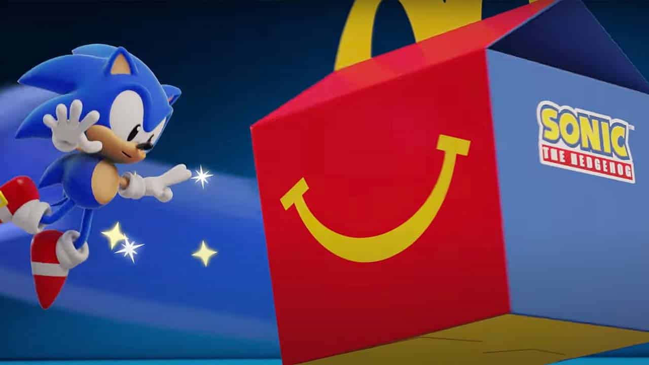 Sonic spinning past a happy meal box