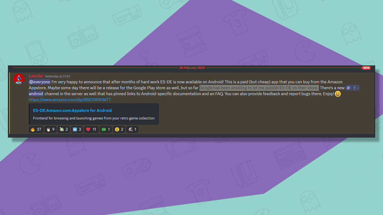 Emulation Station On Android announcement on Discord