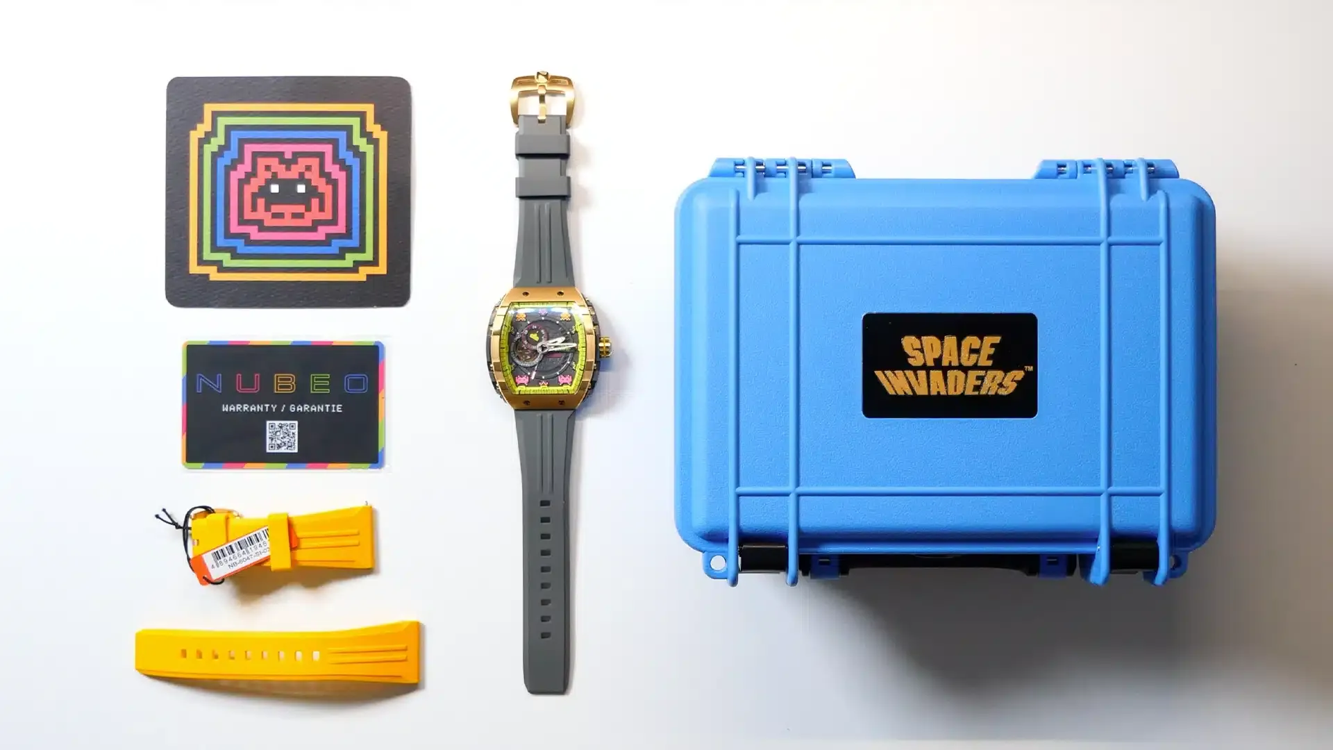 nubeo space invaders watch packaging