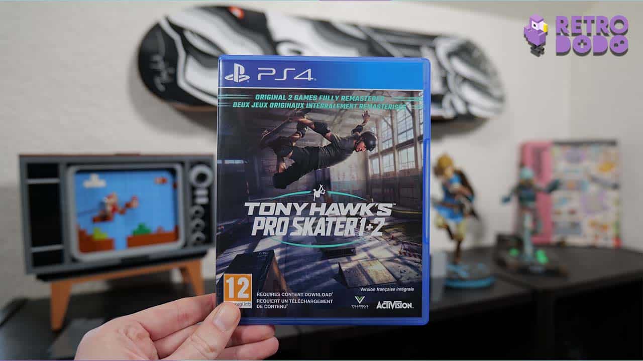 Tony Hawks' Pro Skater 1 + 2 game case ps4