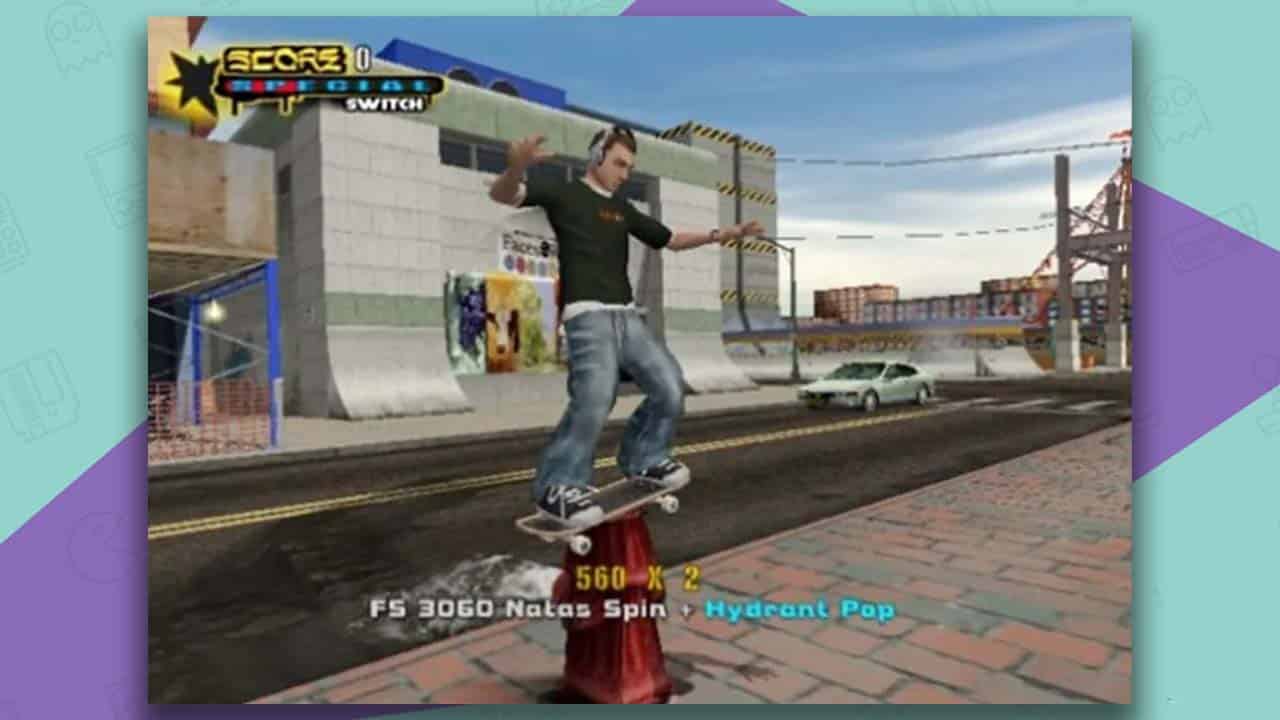 Tony Hawk's Underground 2 balancing on a fire hyrdrant gameplay