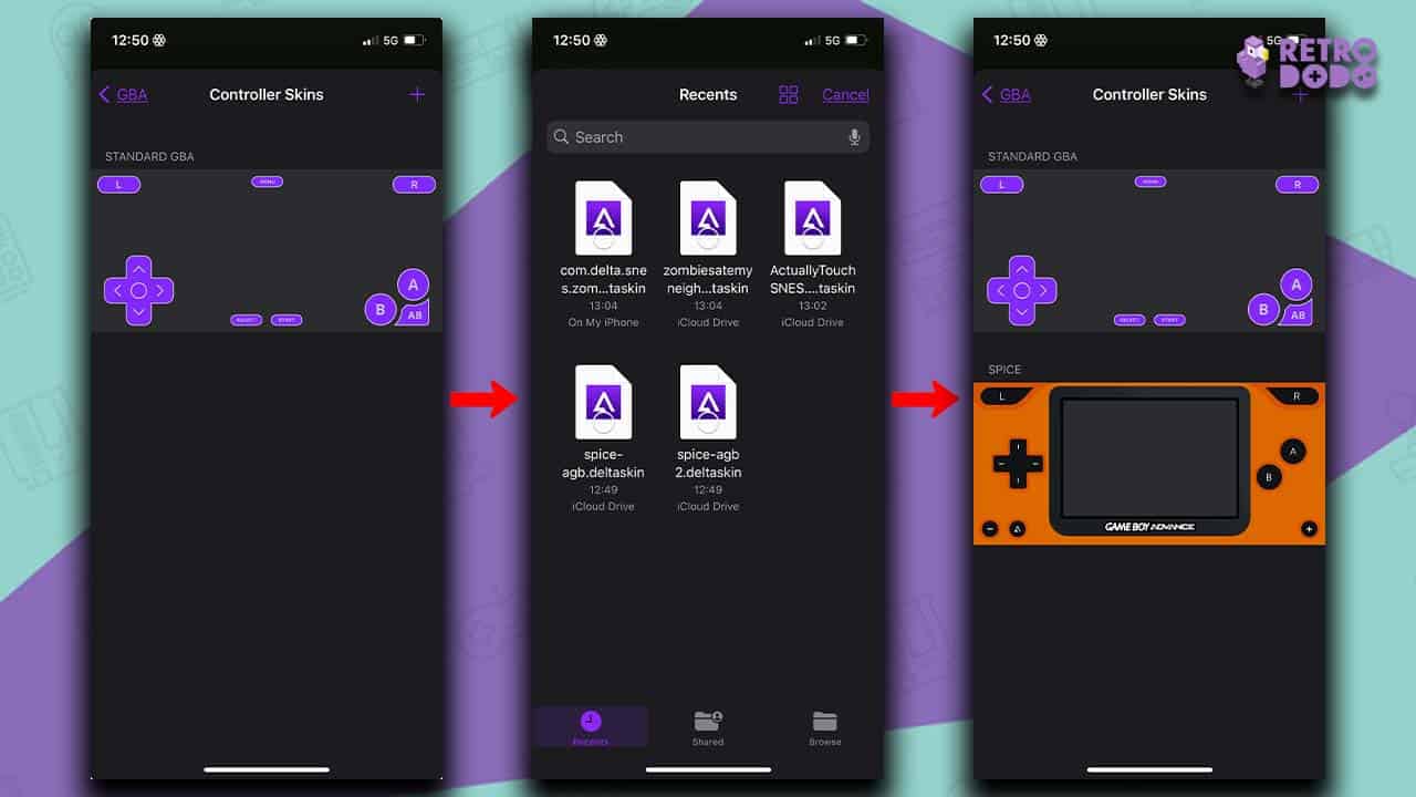 Three screenshots from Seb's phone showing the final steps of downloading files onto Delta