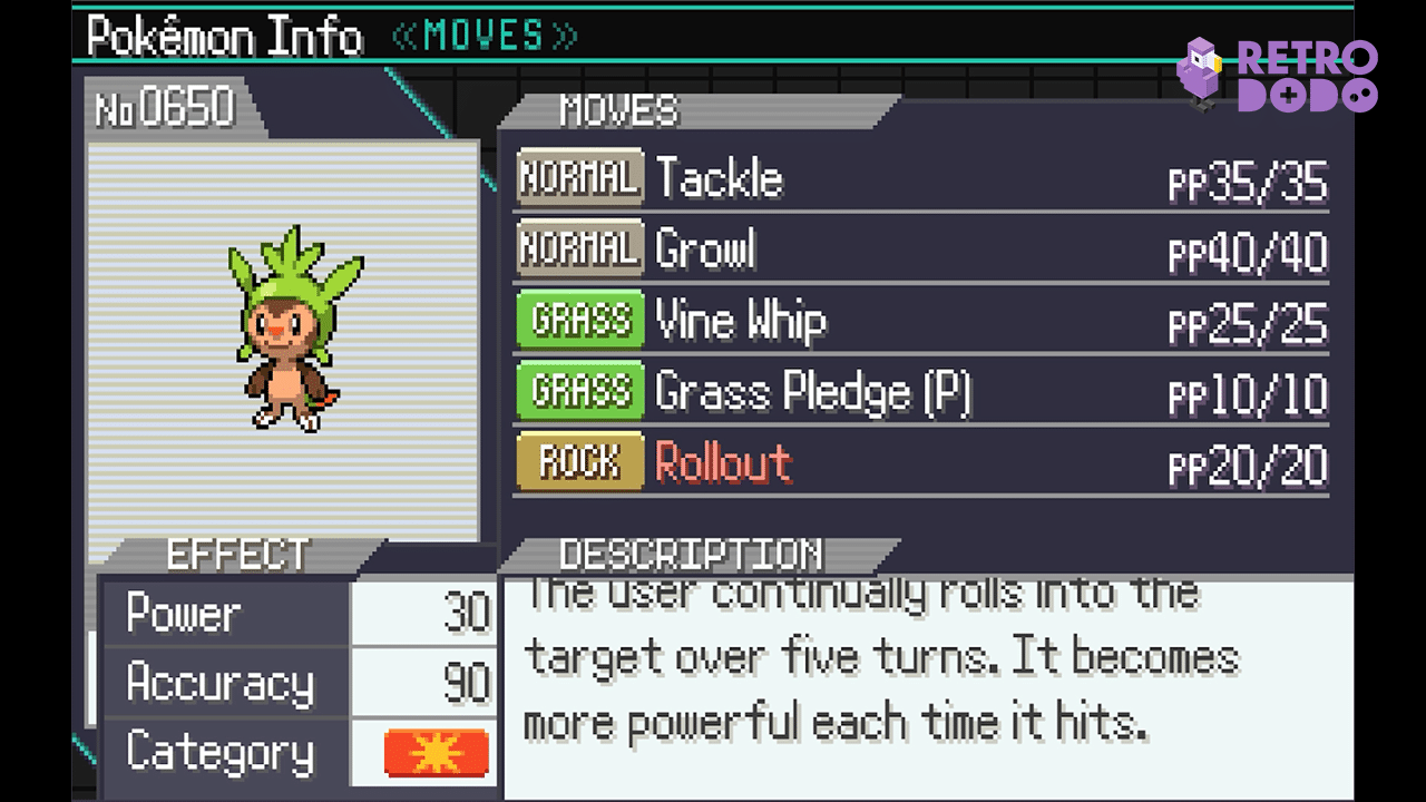 Pokémon menu in Pokérogue.