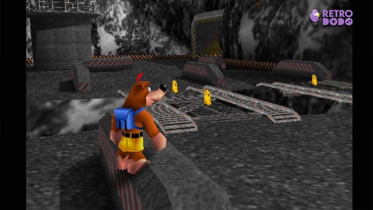 Banjo standing in the damn level of GoldenEye 007 for the N64