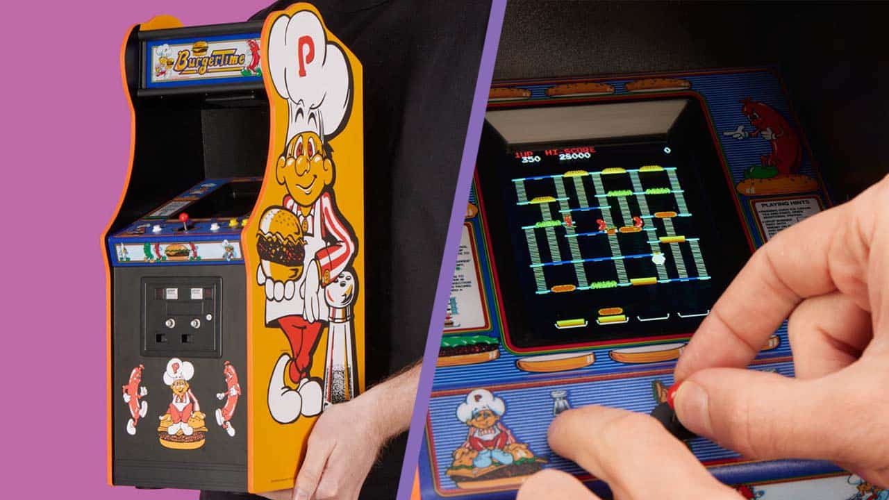 BurgerTime Quarter Arcade front view and screen close up