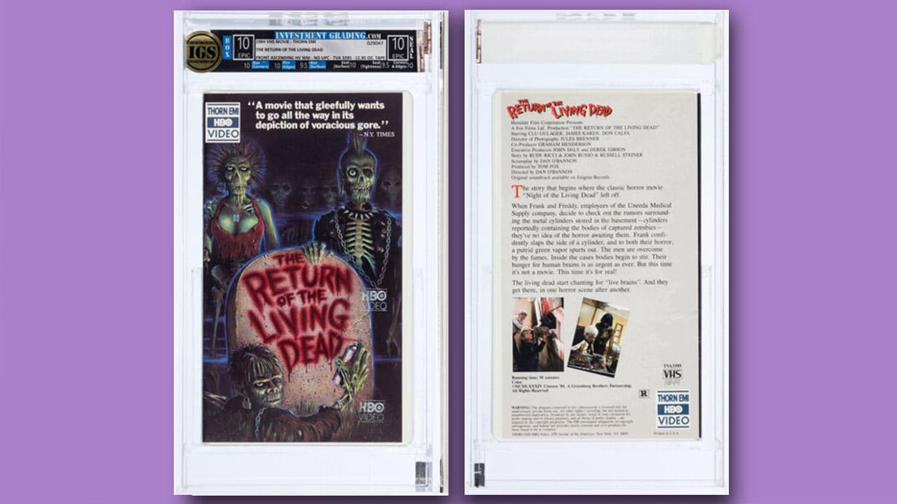 The Return of the Living Dead VHS tape cover from a Heritage Auctions auction listing