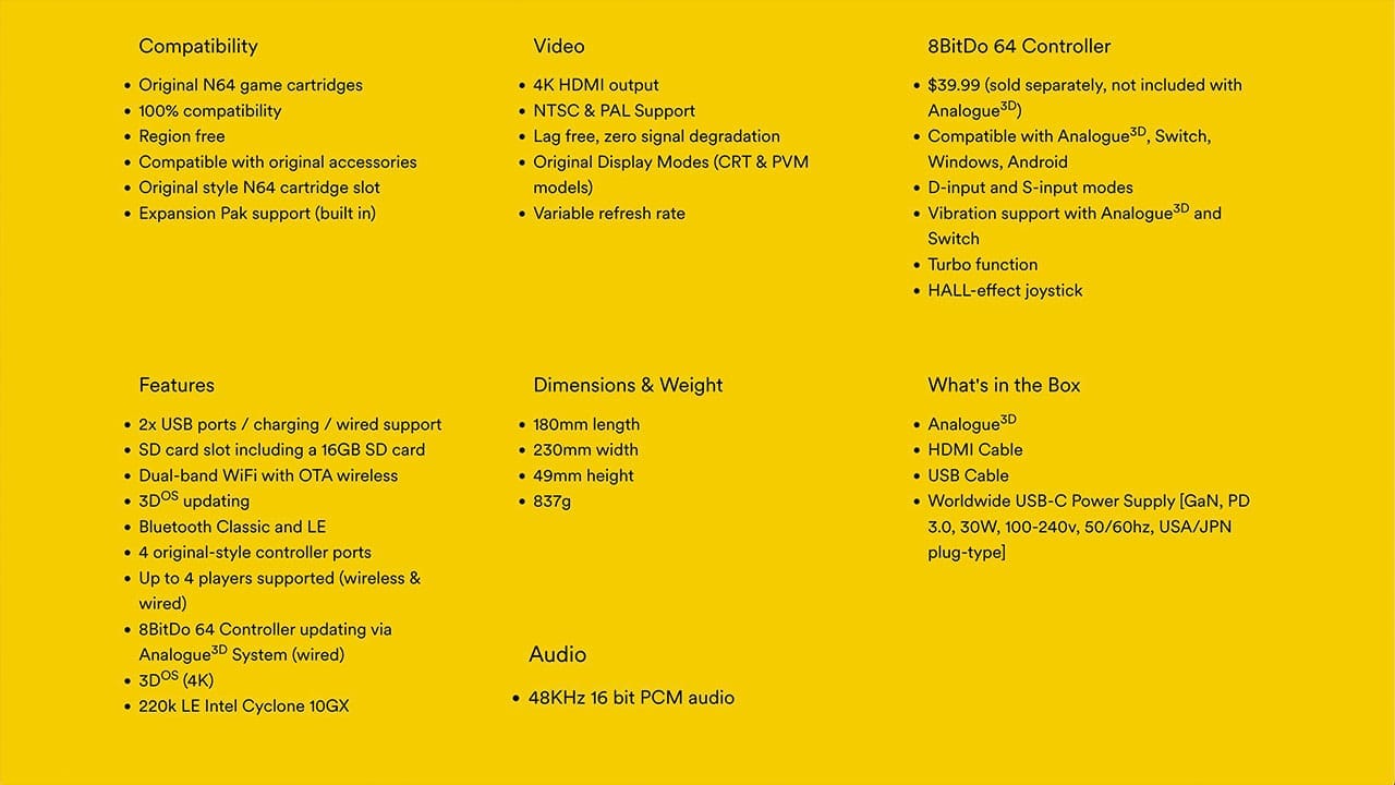 analouge 3d tech specs